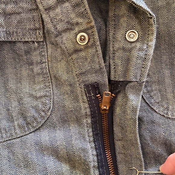 Vintage 1970s Sears Work Leisure Herringbone Denim Coveralls 36R Zip Front USA - Picture 6 of 11